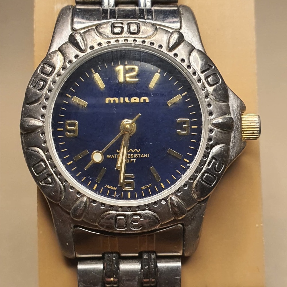 🦋10/$20🦋 Milan Silver/Blue Stainless Steel Diver Style Women's Watch